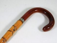 A walking cane with traditionally shaped acrylic a