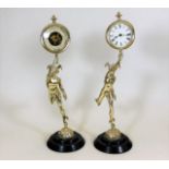 A French silver plated bronze clock & barometer se