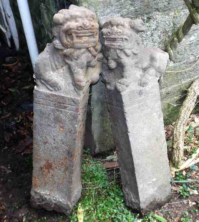 A pair of Ming period Chinese carved stone temple