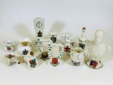 A quantity of crested wares including cannons & Ir