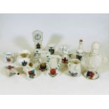 A quantity of crested wares including cannons & Ir