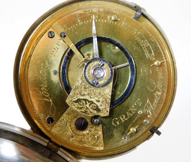 A c.1800 Grant of Fleet Street London silver cased verge pocket watch with fusee movement, watch run - Image 2 of 5