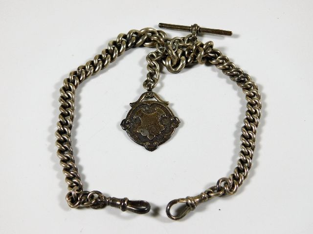 A silver Albert chain with fob, approx. 67g