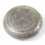 A chased white metal snuff box inscribed Thomas Th