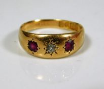 An 18ct gold ring set with centre diamond & a/f pi