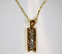 A 9ct gold necklace with pendant with small diamon