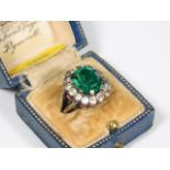 A 19thC. 9ct gold with set with green & white ston