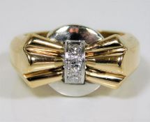 A period yellow metal art deco ring, tests at 18ct