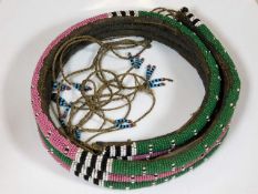 A vintage tribal art native style ethnic beadwork necklace
