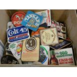 A boxed quantity of vintage beer mats