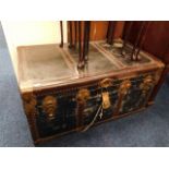 A substantial travel trunk with original key & int