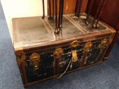 A substantial travel trunk with original key & int