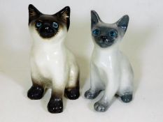 Two Winstanley Siamese cats, one signed 5.5in tall