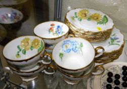 Six vintage Rosenthal Pompadour porcelain trios wi