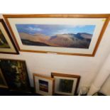 A framed panoramic view photograph of Lake Distric
