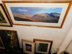 A framed panoramic view photograph of Lake Distric