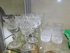 Eight wine glasses & cut glass whisky glasses