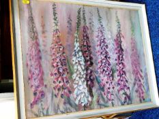 A Roy Stringfellow painting of foxgloves