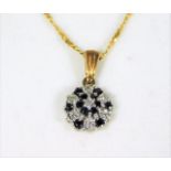 A small 9ct gold pendant with fine necklace 1.7g