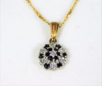 A small 9ct gold pendant with fine necklace 1.7g