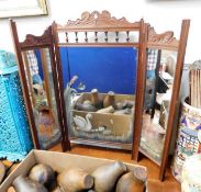 An Edwardian mirror triptych with painted decor