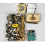 A bag of costume jewellery items twinned with othe