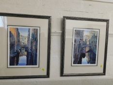 Two framed Venetian limited edition prints signed