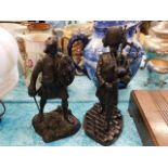 Two Scottish resin bronze style figures
