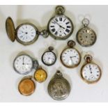 A silver pocket watch with white metal dial a/f &