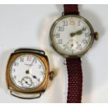 An early 20thC. silver wristwatch twinned with one