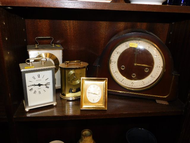 A Westminster chime mantle clock & four other cloc