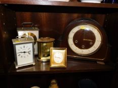 A Westminster chime mantle clock & four other cloc