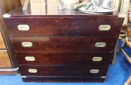 A brass bound ships style chest of drawers