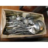A boxed quantity of silver plated flatware includi