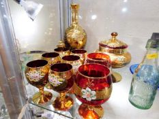 A Murano Venetian glass decanter set & similar gla