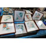 Eight framed Chinese Qui Sang paintings on silk