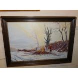 A framed Jack White oil of winter scene