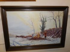 A framed Jack White oil of winter scene
