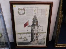 A framed Eddystone Lighthouse print