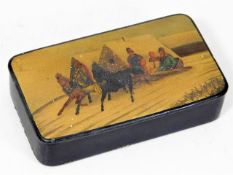 A c.1900 Russian lacquerware box depicting three h