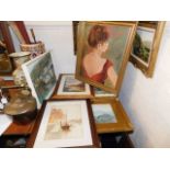 Two watercolour paintings twinned with five other original paintings