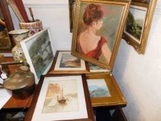 Two watercolour paintings twinned with five other original paintings