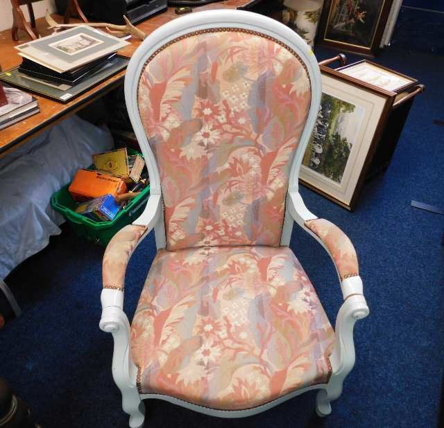 A painted & re-upholstered 19thC. armchair