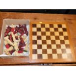 A chess set with board