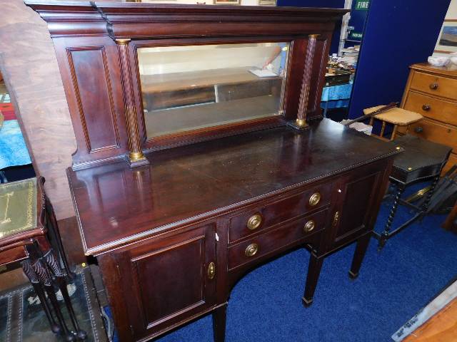 A 19thC. mahogany dresser with drawers & cupboards