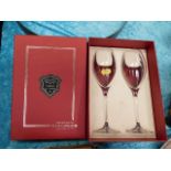 A boxed pair of Bollinger champagne glasses