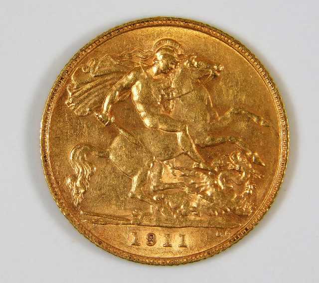 A 1911 George V half gold sovereign