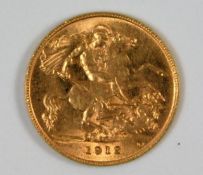 A 1912 George V half gold sovereign