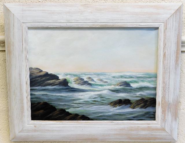 A framed Bob Tucker oil seascape, image size 15.5i