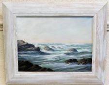 A framed Bob Tucker oil seascape, image size 15.5i